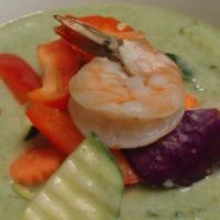 Green Curry · Choice of meat or tofu in our house-made thai curry, coconut milk, sliced bamboo shoots, zuc...