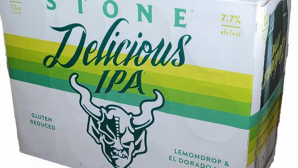 Stone Delicious Ipa 12 Pack · When creating an IPA deserving of the name “Delicious,” intense flavor was paramount, and that’s just what this bright, citrus-forward standout brings to the table. Crafted to reduce gluten, the beer and its magnificent lemon candylike flavor and hop spice can be enjoyed by nearly everyone.