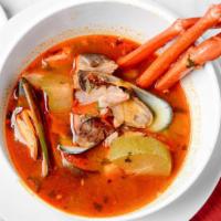 7 Mares · The 7 seas broth comes packed with seafood including crab legs, mussel, fish, shrimp, octopu...