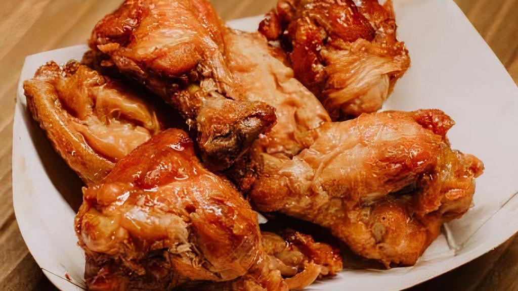 16 Jumbo Wings · Jumbo Wings, 100% All White Meat, Antibiotic Free, and NEVER FROZEN! Choose Two of our 11 Tasty Flavors. We Also Have 4 Heat Choices (Remember, We Start At HOT!) and 4 Flavorful Dipping Sauces.