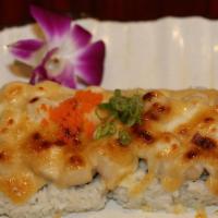 Baked Scallop Roll · In: California Roll
Out: Baked Scallop