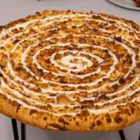 Chicken Ranch Pizza · Ranch dressing, chicken, tomato, bacon & mozzarella cheese.