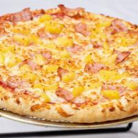Hawaiian · Pizza sauce, mozzarella cheese, extra cheese, Canadian bacon & pineapple