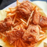 Fish N Chips · Sweet Potato Fries OR Cajun Garlic Fries for an additional charge.