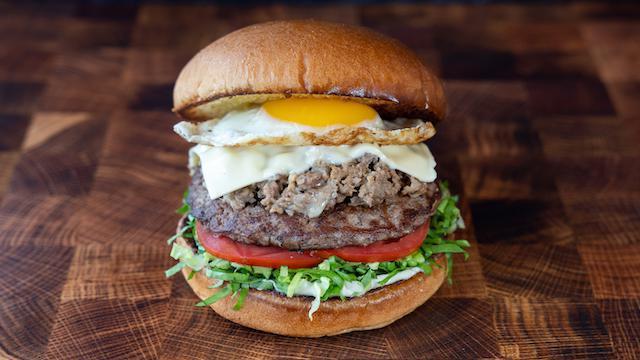 Cheesesteak Burger · Lettuce, Tomato, Onion, Mayo with Egg & Cheesesteak on Top