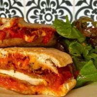 Chicken Parmigiana Sandwich · Breaded chicken breast, fresh marinara sauce with melted mozzarella cheese