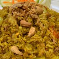 L-Curry Fried Rice · Fried rice with eggs, your choice of meat, onions, tomatoes, wok tossed with curry powder an...