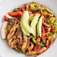 Fajita Salad · Our popular fajita style salad with choice of beef or chicken mixed with grilled veggies ove...