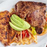 Fiesta Protein Plate · A fillet of grilled chicken and carne asada, with a side of vegies and avocado. a la carta.