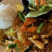 Drunken Noodles · Spicy. Spicy noodle. Choice of meat with pan fried rice noodles, onion, cabbage, bell pepper...
