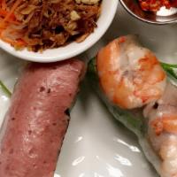 Gỏi Cuốn Mix-N-Match · Spring rolls mix match: 2 with pork and shrimps, 2 with grilled pork patties. peanut or fish...