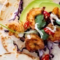 Loaded Shrimp Taco · Grilled shrimp with shredded cabbage, guacamole, pico de gallo, cotija, and cilantro loaded ...