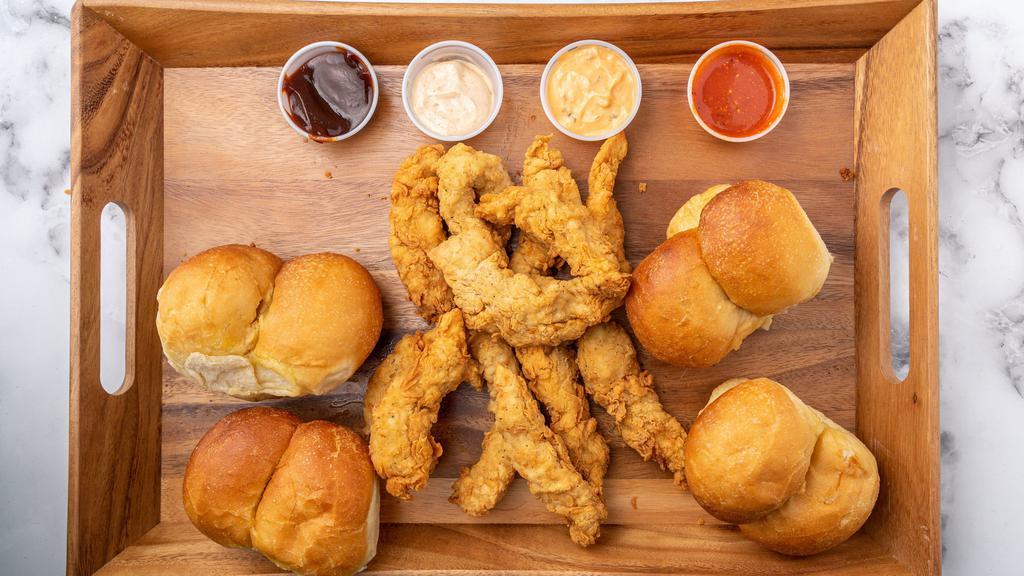 12 Pieces Chicken Strip And Rolls · Includes four rolls.