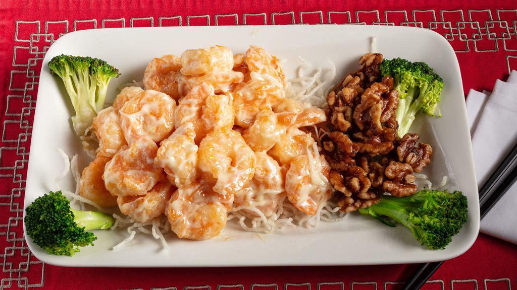 Walnut Shrimp · Contains shrimp and walnuts.