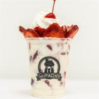Strawberries & Cream · A full cup of strawberries mixed with our delicious cream, topped with whip cream and granola.