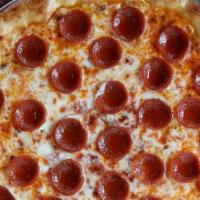 Pepperoni Pizza · Mozzarella, marinara sauce, pepperoni.