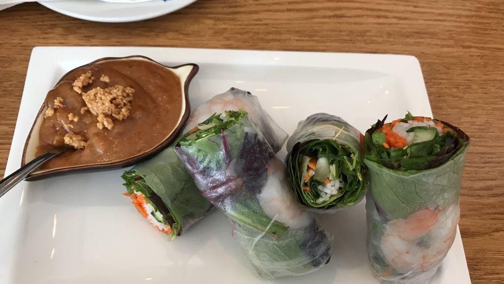 Fresh Roll · Gluten free. Organic spring mix greens, rice vermicelli, carrots, mint organic tofu or shrimp and cucumber wrapped in rice paper. Served with peanut sauce.