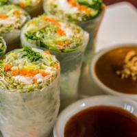 Fresh Roll · Por pia sod. Soft rice paper roll with rice noodle, cucumber, mixed vegetables, cooked shrim...