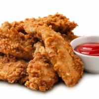 The Chicken Tenders · Golden crispy chicken tenders served with side of dressing!