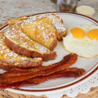 French Toast Combo · Two French toast, two eggs , two bacon.
