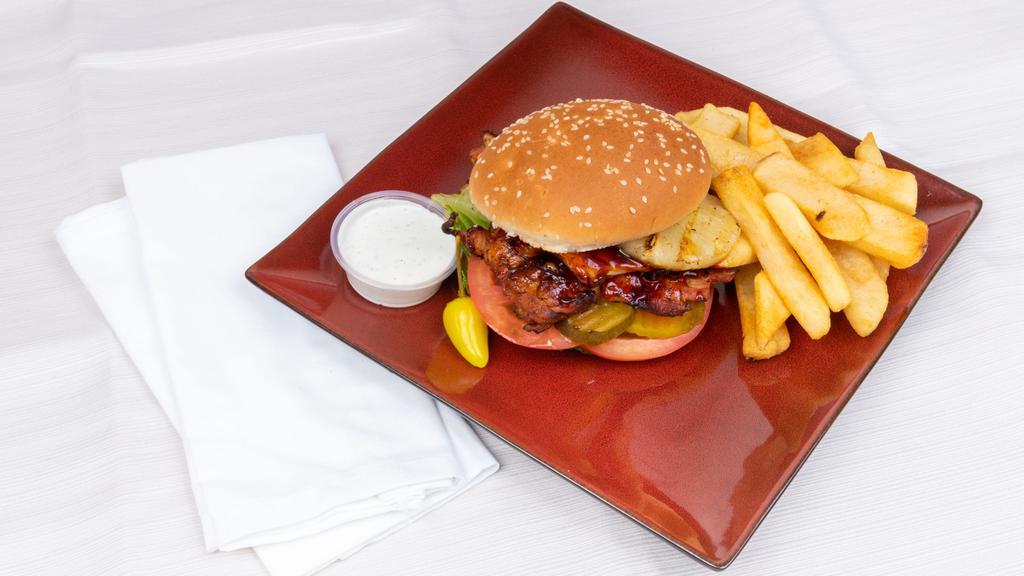 Chicken Burger (Combo) · A delicious  chicken teriyaki burger , steak cut fries and  16 oz drink