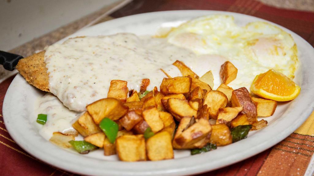 Chicken Fried Steak & Eggs · Dorry’s diner favorite. Deep-fried tender beef, topped with country gravy and served with three large eggs, any style.
