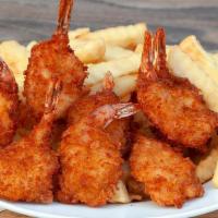 6 Shrimp & Chips · butterflied wild shrimp