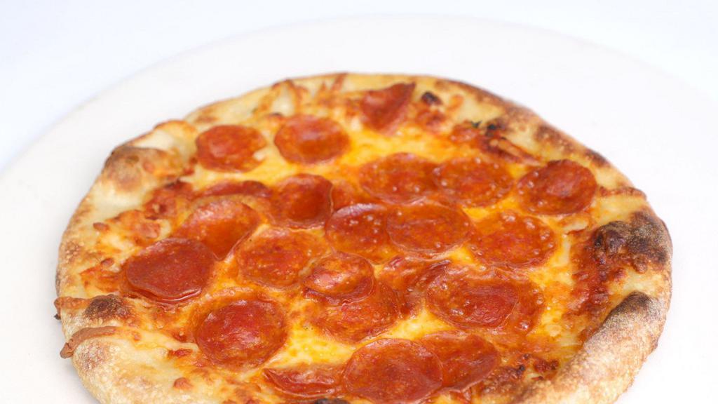 Pepperoni Pizza · Nitrate free pepperoni, mozzarella, organic pizza sauce