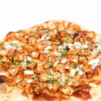Bbq Chicken Pizza · Organic chicken breast, bbq sauce, onions, mozzarella, organic pizza sauce