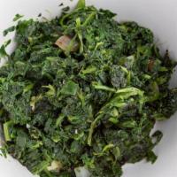 Sauteed Organic Spinach With Garlic, White Wine And Shallot Sauce · 