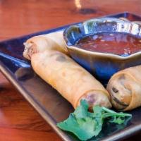 Spring Rolls · Chicken and pork or veggie, lightly fried, sweet chili sauce.