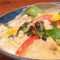 Red Curry Stir Fry · Thai basil, bell peppers, green beans, snow peas, red curry.