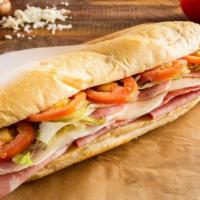 Cold Cuts With Cheese Sub · Ham, Salami, Mortadella, Provolone Cheese, Lettuce, Tomato, and Italian Dressing