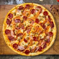 Sausage & Pepperoni Love Story Pizza · Generous amounts of sausage, pepperoni, mozzarella, marinara, chopped garlic, fresh basil, a...