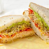 Avogobble · Turkey, avocado, sprouts, tomato & mayonnaise served on your choice of bread.