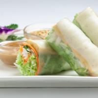 Fresh Spring Rolls · Rice paper stuffed with tofu, iceberg lettuce, cucumber, carrot, mint and rice noodle served...
