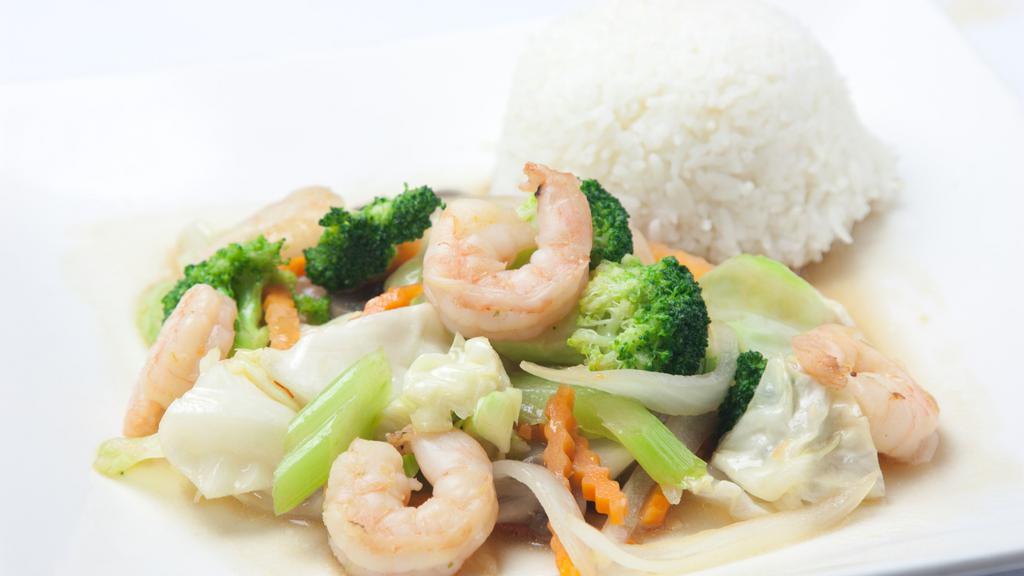 Mixed Vegetables · Cabbage, broccoli, carrot, onion, celery, mushroom, soy sauce served with steamed rice.