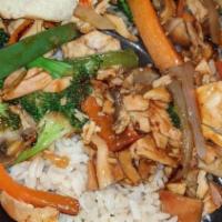 Teriyaki Chicken & Vegetable Bowl · Originally known as the Honowoowoo bowl - Stir fry cooked with chicken and mixed vegetables,...
