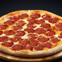 Pepperoni Pizza · Delicious classic 14in crust pizza with pizza sauce, mozzarella cheese, and delicious halal ...