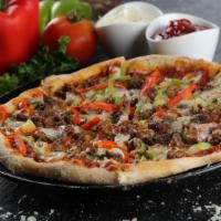 Beef Pizza · Delicious classic 14in crust pizza with pizza sauce, mozzarella cheese, and juicy beef.