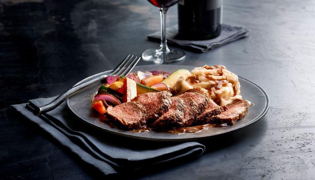 Roasted Tri-Tip · Slow-roasted and sliced, served Medium Rare to Medium. Served with choice of 2 sides.