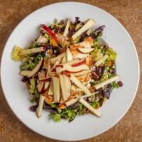 Ruby'S Apple, Pecan & Bleu Cheese Salad · Vegetarian. Fresh spring mix, romaine, julienne apples, dried cranberries, candied pecans, g...