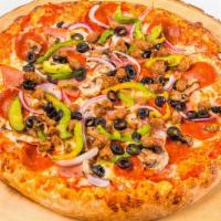 Supreme Pizza (D) · Extra thick crust dough with house marinara, mozzarella, pepperoni, sausage, canadian bacon,...