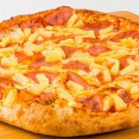 Hawaiian Pizza (D) · Extra thick crust dough with house marinara, mozzarella, canadian bacon and pineapple.