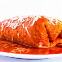 Wet Burrito · Burrito mojado. Your choice of meat, rice, beans, onions, cilantro, and hot sauce. Covered w...