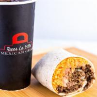 Burrito Combo · Your choice of meat, rice, beans, onions, cilantro, and salsa. Combo includes a medium drink.