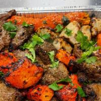 Mix Grilled Platter  · Beef kebab, chicken kebab, Beef tikka, Tandoori chicken tikka,  Malai Boti,
Rice and 1 Naan