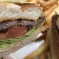 Steak Sandwich · Choice of fries salad or soup and 20 oz soda.