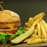 Beyond Burger · vegetarian burger, acme roll, cheddar, lettuce, tomato, onion, black pepper aioli, fries | v...