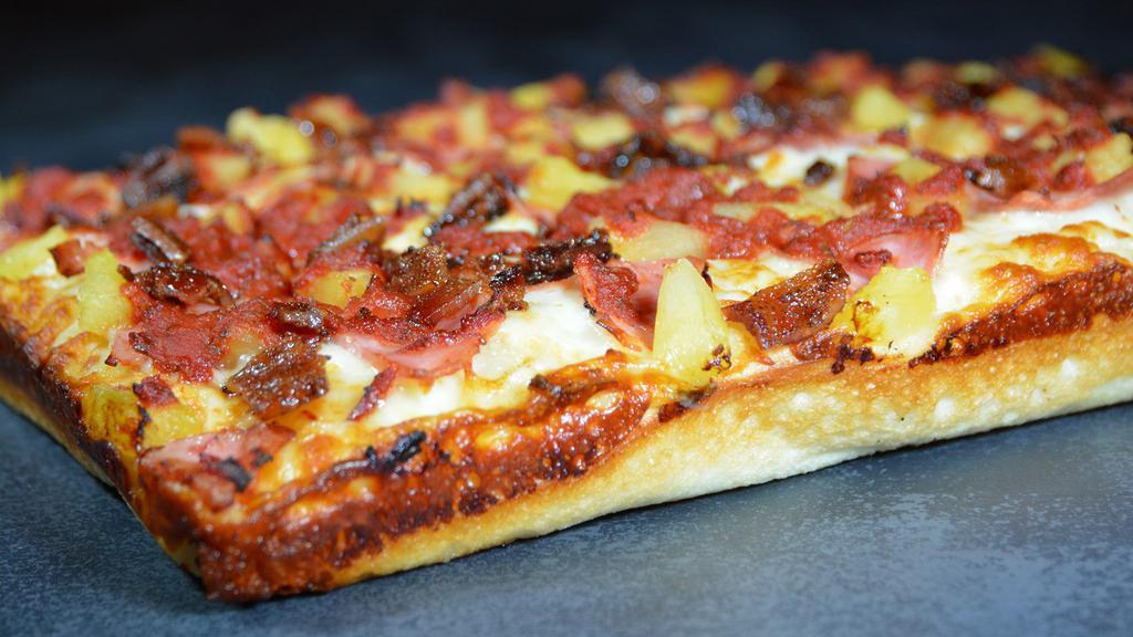 Hawaiian Pizza · Yes, pineapple belongs on pizza along with Canadian bacon and BOSS. bacon. Cali-Detroit style steel pan square cut pizza (10